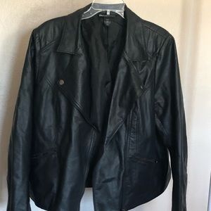 LANE BRYANT FAUX LEATHER JACKET EMBELLISHED CROSS